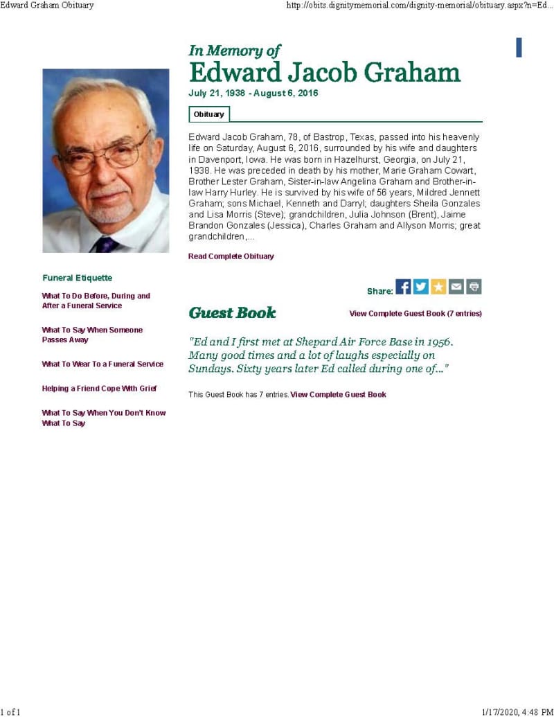 Edward Graham Obituary